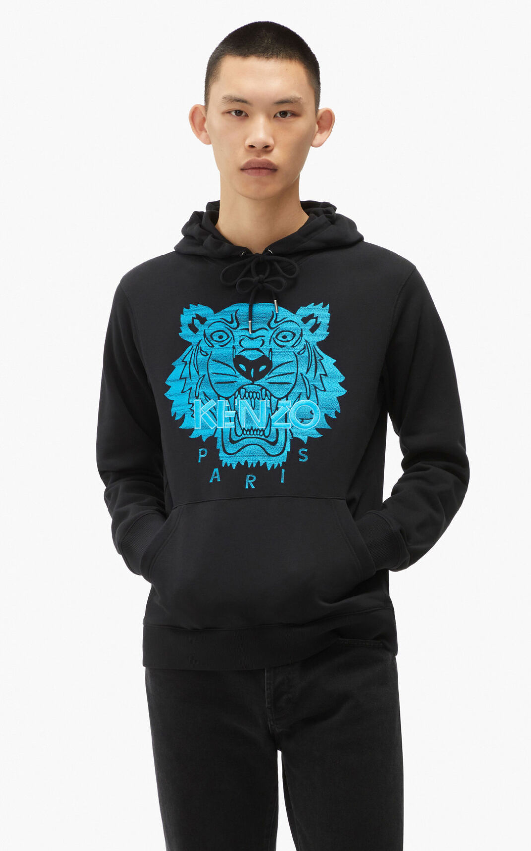 Kenzo Tiger Kapşonlu Erkek Siyah | 8495-CIWGO